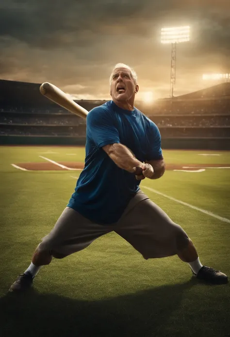 An image of the character angrily throwing a baseball bat across the field,original,50 year old while male that is a football coach and is visibly upset , male