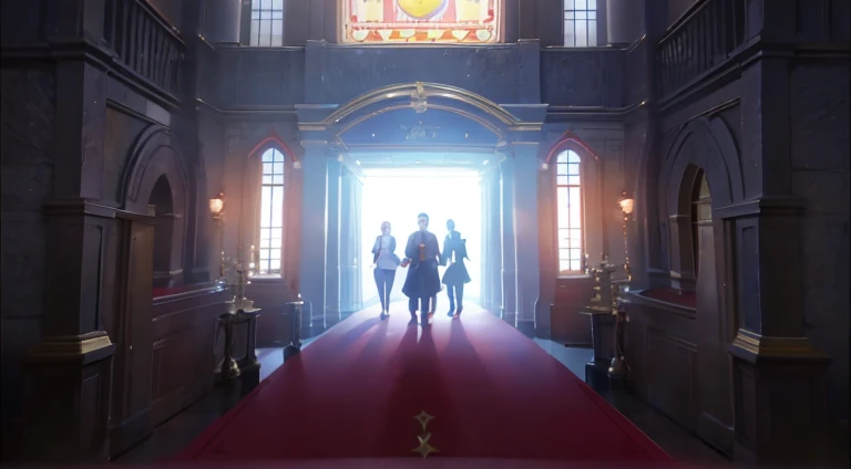 Two people walked into a building with a red carpet, Opening scene, Screenshot of the animated movie, anime film still, anime movie screenshot, Still from TV animation, Today’s recommended anime is still, 2 0 1 9 animation screenshots, Anime keyframes, Scr...