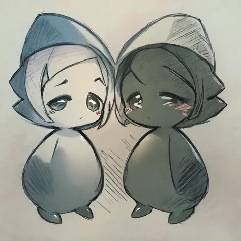 Kawaii chibi twins,black skin,cute hair,kawaii