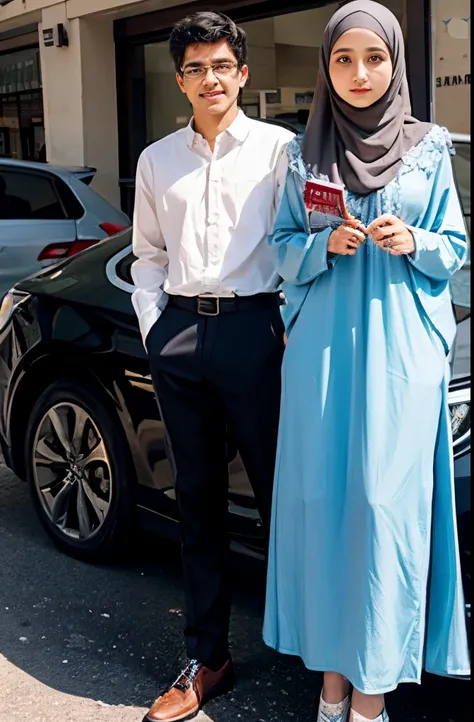 Islamic girl and boy with car