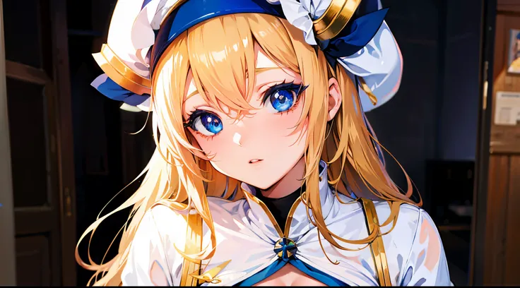 anime girl with blue eyes and sailor hat posing for a photo, Do videogame Azur Lane, Estilo de pista Azur, Personagens de Azur Lane, Artoria Pendragon, Waifu, Marisa Kirisame, Anime Waifu, detalhes finos. meninas da linha de frente, deusa anime, Ahegao, He...