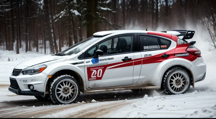 rally cars covered with thick snow