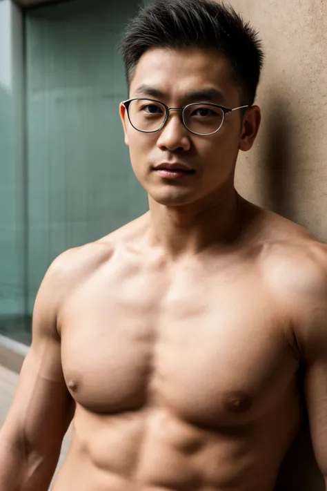 Andrew thomas huang, oval face, eyeglasses, neat muscular, random pose, (VPL),