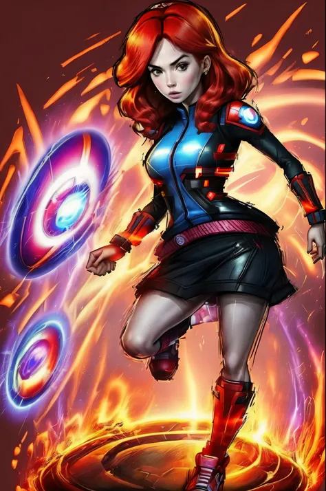 highly detailed, high quality, masterpiece,mario striker style  amy pond
karen gillan
red hair