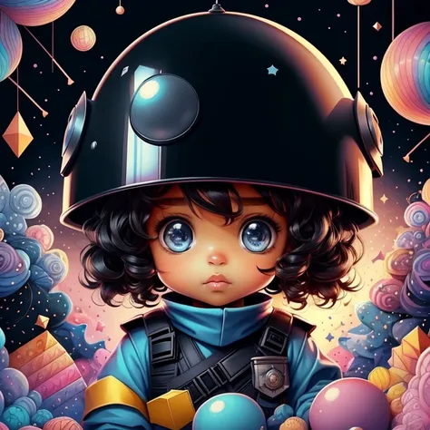 (cute black baby girl with police helmet), Munchkin ,Geometric multidimensional wall portrait, livro de arte, Tchibi,
Yang08k, Beautiful, Colouring,
Obras, of the highest quality, best quality, Arte Oficial, Beautiful and Aesthetic,