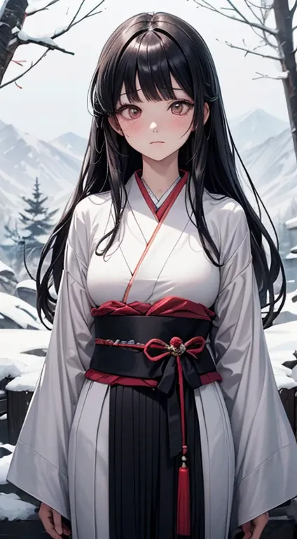 //Character
1girl, princess of the japanese ancient tragedy, slim and soft, medium large breast,   ultra detailed face, super cute,innocent,  round face, thin eyeblow, black pupils, translucent skin, pale,    looks sad, sorrow,   extra long hair ,  black h...