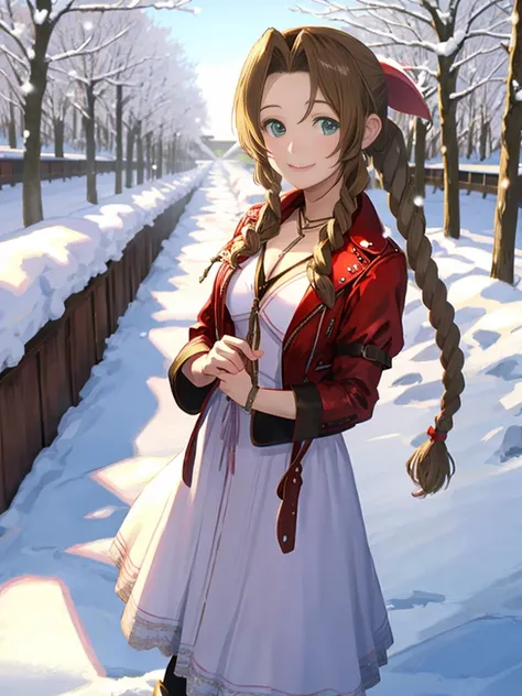 aerith、snow field、a smile、Turned、