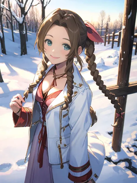 aerith、snow field、a smile、Turned、