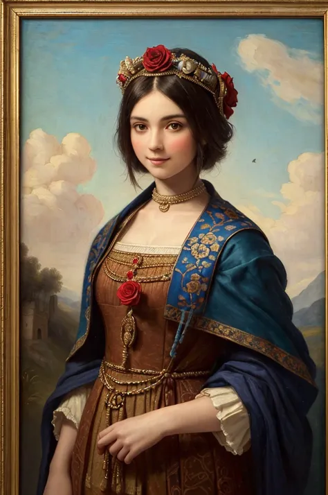 ((full body render)) , Persian Sassanid empire period woman , ((35 years old)) , casual face ,((Calm and proud face with a little smile)), Bright face , ((one-length haircuts))
, ((detailed face)) , Rembrandt light ,  in traditional cream  gown dress , ((l...