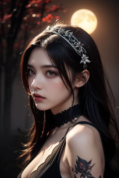 (best quality,4k,8k,highres,masterpiece:1.2),ultra-detailed,(realistic,photorealistic,photo-realistic:1.37),oriental gothic girl,beautiful detailed eyes,beautiful detailed lips,extremely detailed eyes and face,long eyelashes,gloomy expression,dark gothic a...