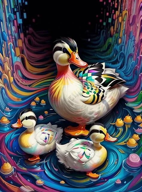 (lot of cute ducks playing),(melhor pose),(best angle), (better expression), Eduardo Kobra acolchoamento ,multidimensional geometric wall PORTRAIT, arte, Chibi,
Yang08k, lindo, Colouring,
Primary works, qualidade superior, melhor qualidade, Arte Oficial, B...