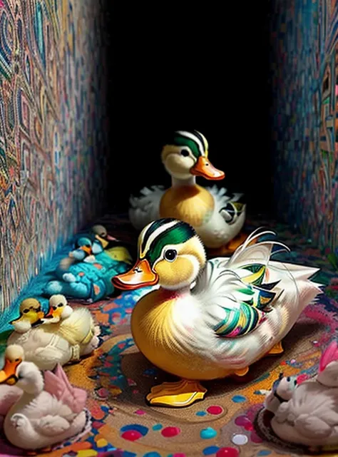 (lot of cute ducks playing),(melhor pose),(best angle), (better expression), Eduardo Kobra acolchoamento ,multidimensional geometric wall PORTRAIT, arte, Chibi,
Yang08k, lindo, Colouring,
Primary works, qualidade superior, melhor qualidade, Arte Oficial, B...