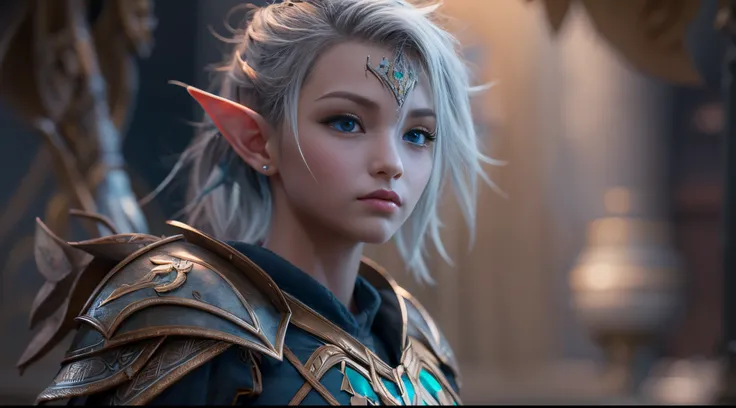 young elf full body 4k resolution unreal engine 5 armor paladin hair blue eyes green