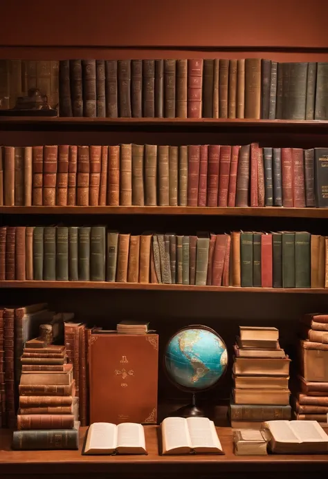 A photo of a meticulously arranged collection of math textbooks and scientific journals on display,The Big Bang Theory TV Show,Sheldon Cooper, male