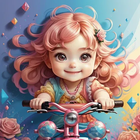 ) ((((cute baby girl with a bike smiling) ((Mikey)) - Criador: Walt Disney2023) ), ,, ( Walt Disney acolchoamento ,multidimensional geometric wall PORTRAIT, arte, Chibi,
Yang08k, lindo, Colouring,Rose
Primary works, qualidade superior, melhor qualidade, Ar...