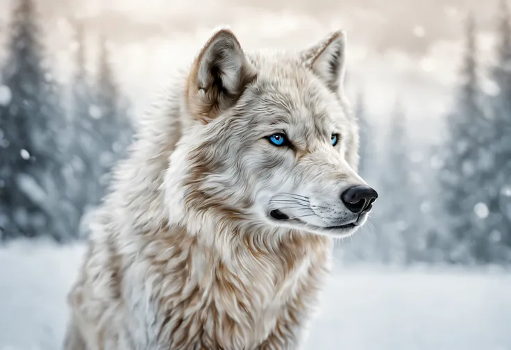 (best quality,ultra-detailed,realistic:1.37),white wolf in the snow,gorgeous winter scenery,crisp snowflakes,pristine snow-cover...