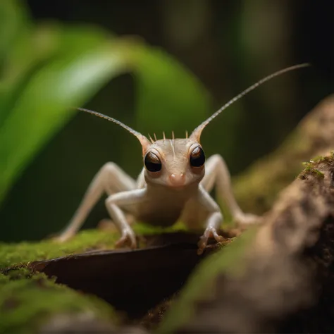 In the cave，Small male goblins, large ears, long proboscis nose, big eyes, Cute creatures from space. terraforming. alien flora, Miki Asai Macro photography, Close-up, ultra - detailed, trending on artstationh, Sharp focus, studio photo, Intricate details,...