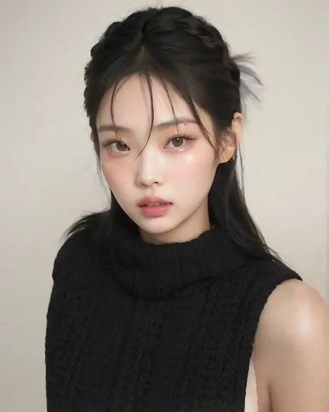 un primer plano de una mujer con un top negro y una bufanda negra, Jinyoung Shin, Chica coreana, Hermosa mujer surcoreana, Wan adorable cara coreana, Jaeyeon Nam, Heonhwa Choe, ulzzang, Jossi de Blackpink, hwang se - on, Joven y adorable rostro coreano, Le...