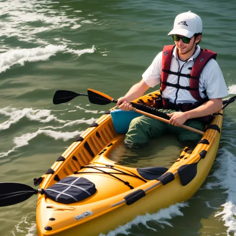 Guy fishing kayak