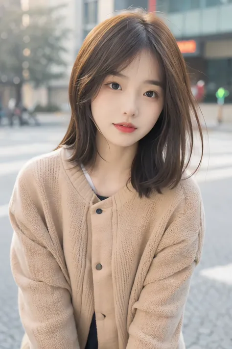 incredibly absurd, beautiful and cute 20-year-old Korean girl with a photorealistic face, showcasing top-quality craftsmanship. Her slender frame is adorned with short, messy hair. The artwork is high-resolution, allowing for ultra-detailed features to be ...