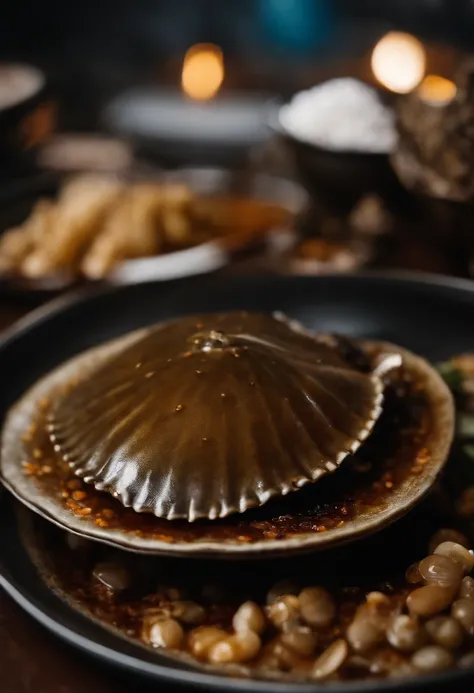 Roasted Thai horseshoe crab、Half of the plate was filled with countless tiny horseshoe crab eggs.、unusual dishes、