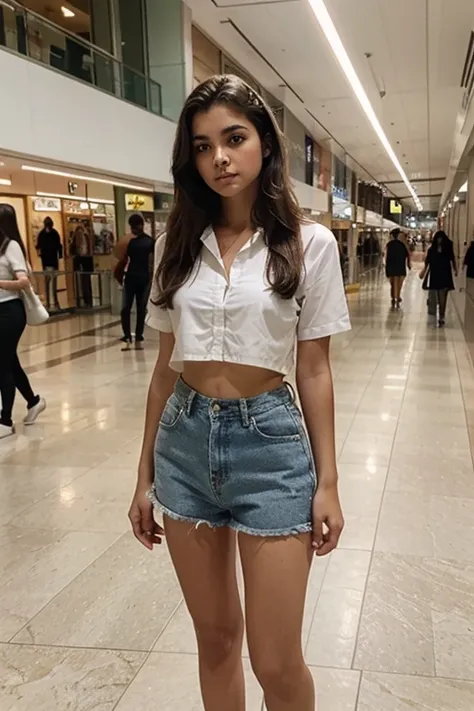 fotografia de uma mulher de 19yo, rosto perfeito, standing on her feet, passeando no shopping