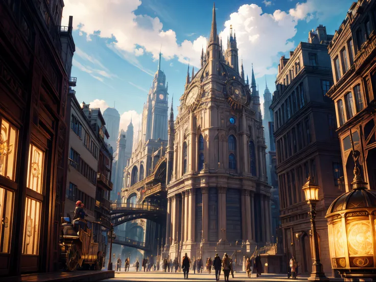 transport yourself to an alternate reality where leonardo ai is integrated into a steampunk-inspired city. picture airships hove...