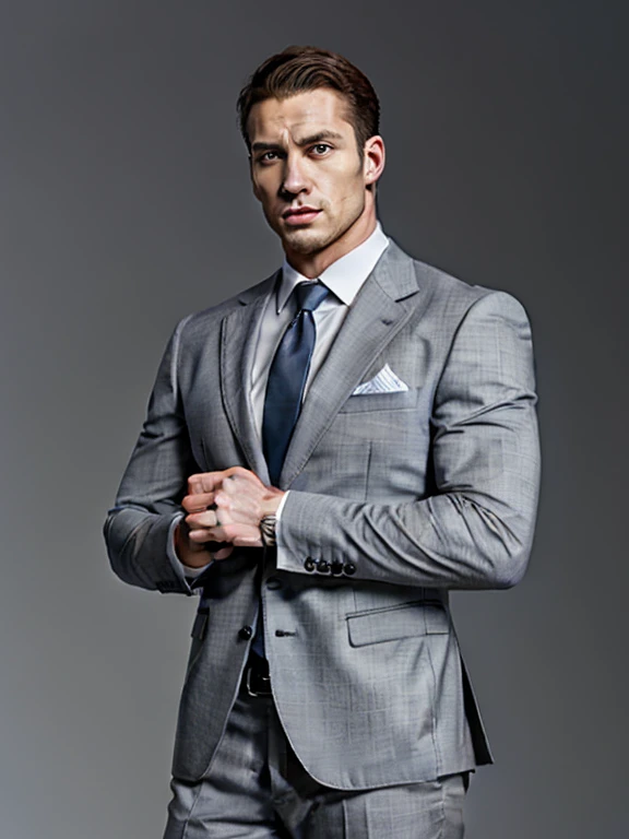 Handsome men,musculature,portlate,Gray background,suits,人物