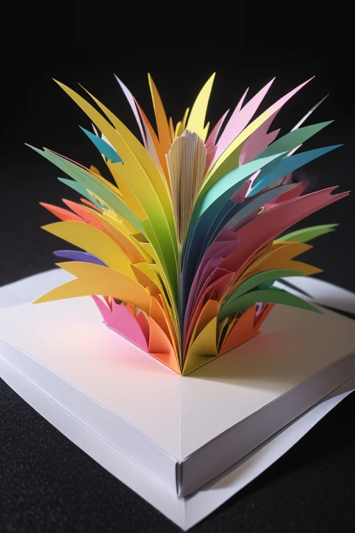 (high quality,3d,paper medium,pop-up,folded:1.2),vibrant colors,abstract,three-dimensional,rich colors,explosion of colors,paper cutouts,vivid texture,pop of colors,playful shapes,layered structure