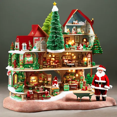 ​masterpiece、top-quality、ultra-detailliert、Christmas、sylvanian families santa claus、sylvania house、