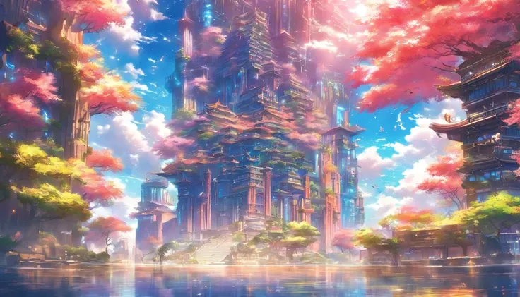 (masterpiece, best quality), depictions of a utopian world, sci-fi, magnificent architecture, otherwordly, peaceful