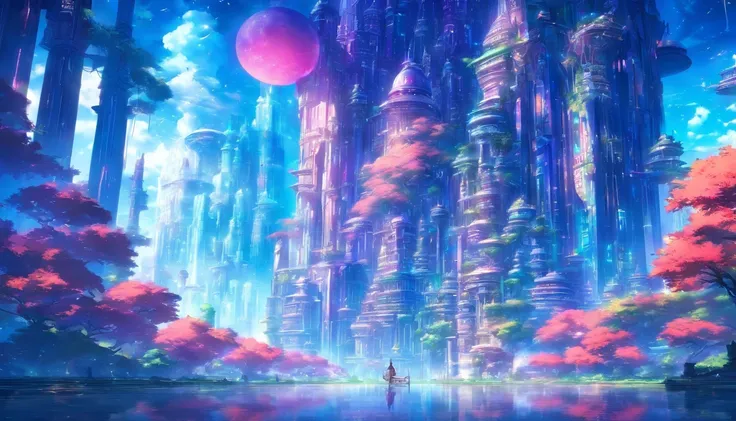 (masterpiece, best quality), depictions of a utopian world, sci-fi, magnificent architecture, otherwordly, peaceful