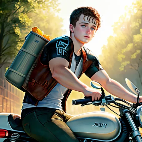 Josh hutcherson wet on a motorcycle realistic