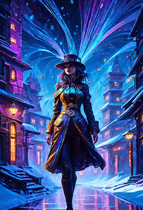 (((Amazing quality and insane majestic futuristic utopia world cityscape illustration:1.3))), dynamic compositions, Deep in the shadowy baroque galaxy, Facing the neon storm, Brave dark wizard on the background of the starry sky, lightning strikes around, ...