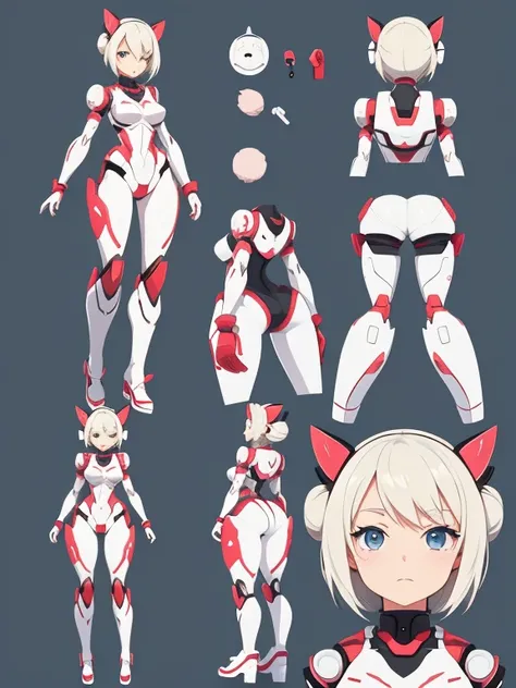 Anime adoptable sheet reference robot woman cute simple