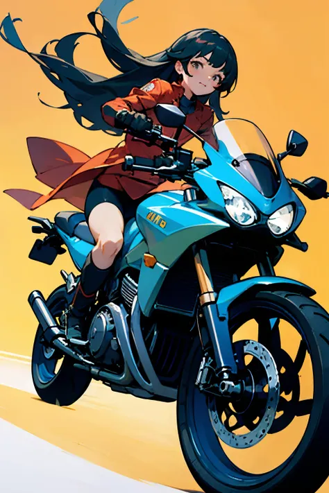 Beautiful girl riding a motorcycle