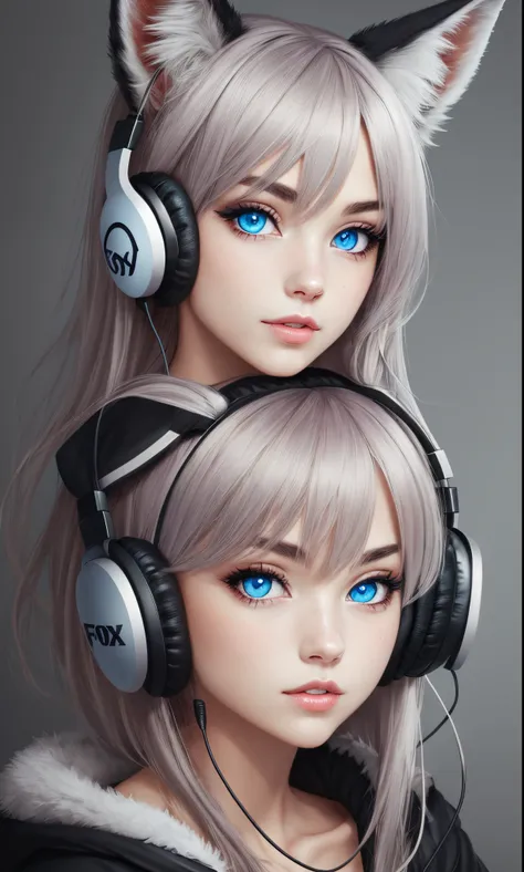 Fox girl with blue eyes and headphones
Character easy