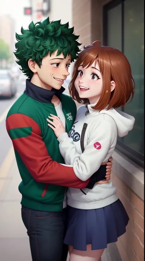 Ochaco Uraraka and Izuku Midoriya being a couple and romantic