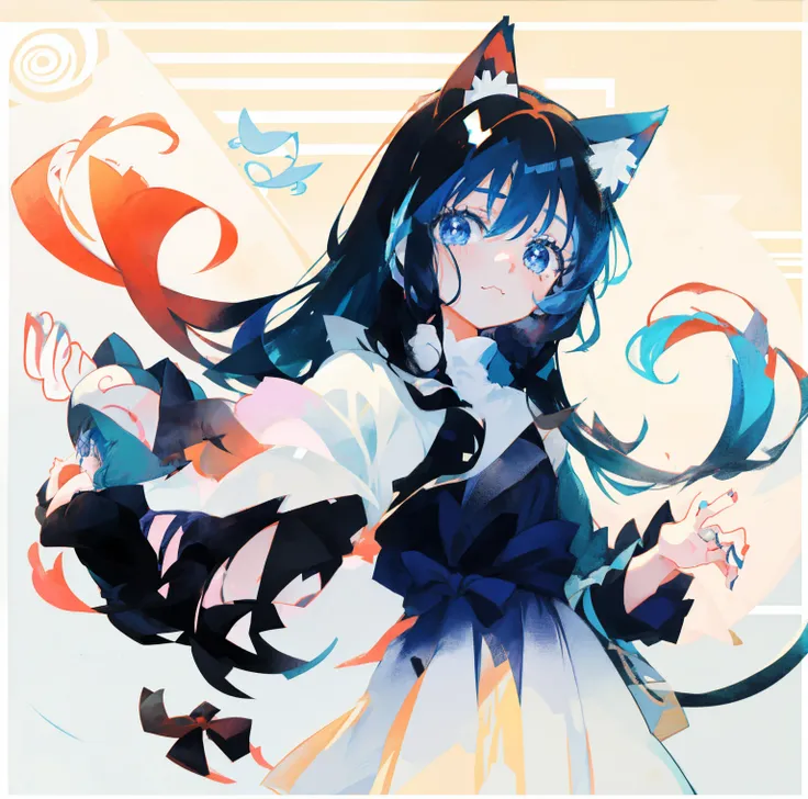 anime girl with blue hair and black dress with cat ears, anime girl with cat ears, cute anime catgirl, anime catgirl, anime moe artstyle, very beautiful anime cat girl, beautiful anime catgirl, anime cat, (anime girl), anime style 4 k, digital anime art!!,...