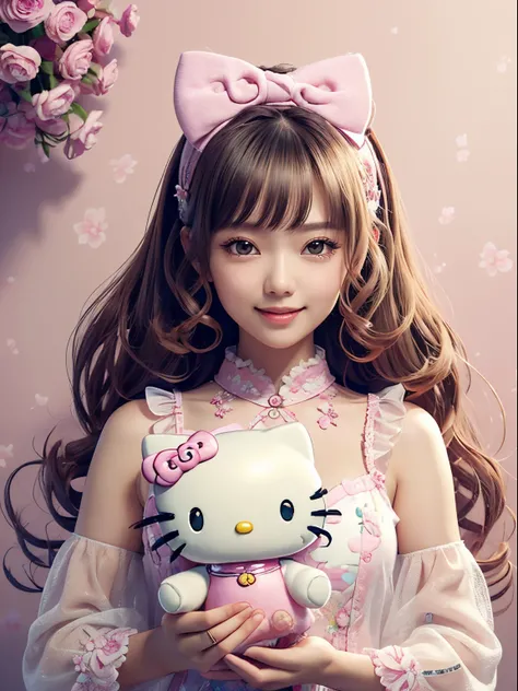 best quality, 4K wallpaper, masterpiece, extremely detailed CG unity 8k wallpaper, extremely detailed eyes, ultra-detailed, intricate details,
1girl, fantasy, (h1c4tt3ch doll, hello kitty, adorable, cute, pastel, detailed background, smile