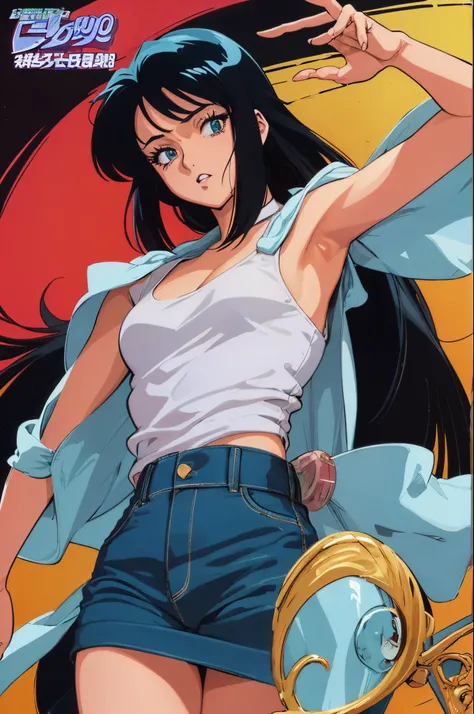 1girl, 90s style, thin lineart, realistic, old anime screencap,(top-quality:1.3), (​masterpiece:1.4),(Anatomically correct), (Full limbs),(complete fingers),(Precise fingertips), (Fine details),(8K),(Best Quality), (awardwinning, Textured skin),(Super Deta...