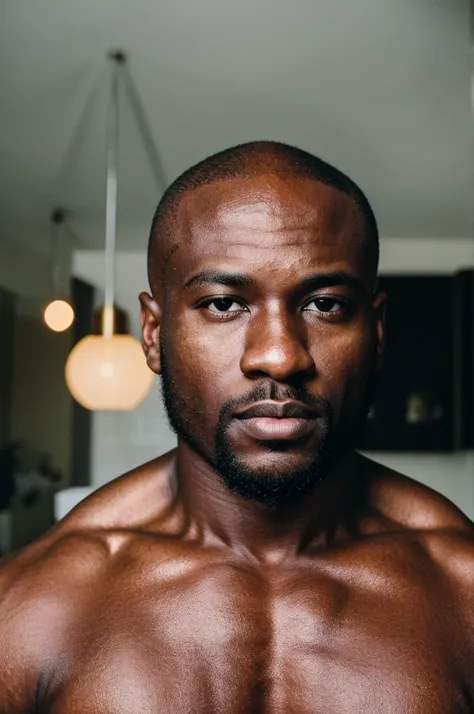 26 year old black guy mathys with muscles and bald head picture of his face