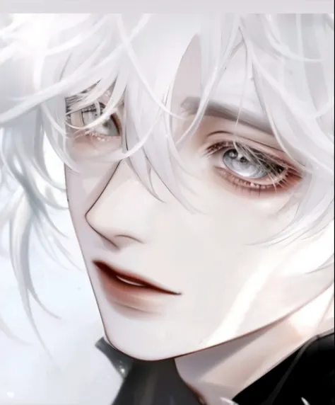 Satoru Gojo,White hair,Short hair,,hair between eye,Blue eyes,Colored eyelashes