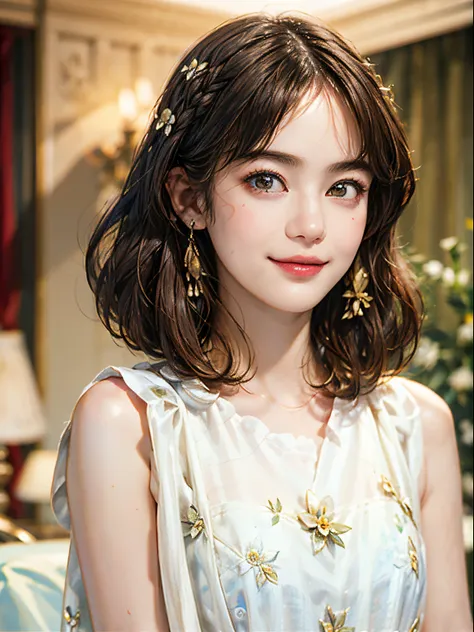 123
(a 20 yo woman,is standing), (A hyper-realistic), (high-level image quality), ((beautiful hairstyle 46)), ((short-hair:1.46)), (Gentle smile), (brest:1.1), (lipsticks), (florals), (Luxurious room), (Depth of field is deep), (Modern)