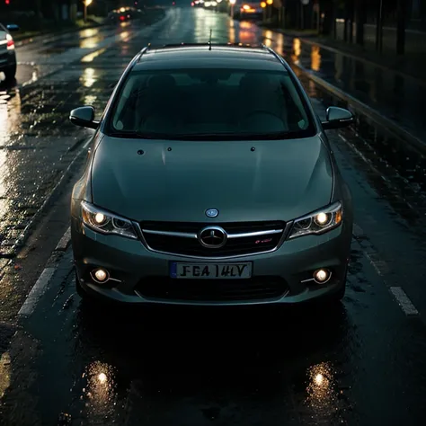 Car in night with rain