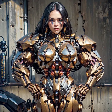 (beautiful female sex droid:1.5), (female mecha cyborg face:1.5), (covered in cables and mechanical muscles:1.5), (robotic mechanical physique:1.5), (1 super muscular cyborg demoness:1.5), (android muscular anatomy:1.5), (perfect fingers:1.25),(8k, RAW pho...