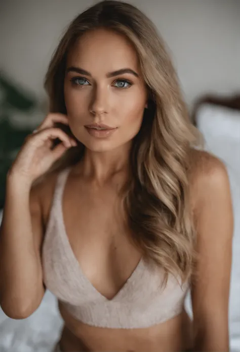 woman with matching tank top and panties, Sexy girl with blue eyes, portrait sophie mudd, portrait corinna kopf, blonde hair and large eyes, Selfie einer jungen Frau, Augen im Schlafzimmer, Violet Myers, ohne Make-up, Natural makeup, Blick direkt in die Ka...