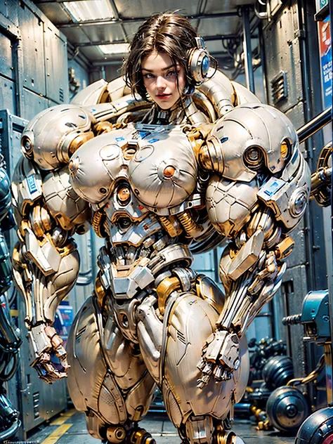 (beautiful female sex droid:1.5), (female mecha cyborg face:1.5), (covered in cables and mechanical muscles:1.5), (robotic mechanical physique:1.5), (1 super muscular cyborg demoness:1.5), (android muscular anatomy:1.5), (perfect fingers:1.25),(8k, RAW pho...