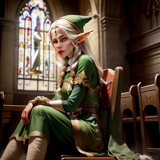 Realistic elves sitting in church