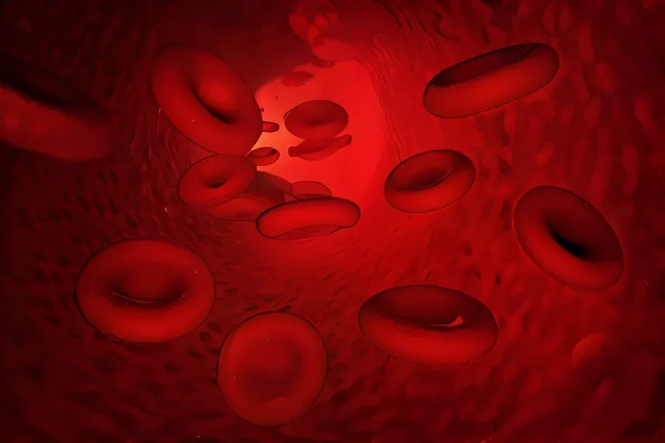 Red blood cells circulating inside the human body